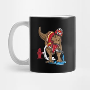 Firefighter T Rex Dinosaur Kids Mug